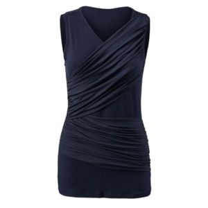 CAbi Double Drape Sleeveless Top Navy Blue 5071